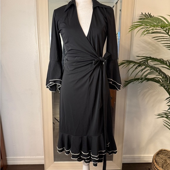 Express Black Long Sleeve Wrap Dress - Picture 1 of 5